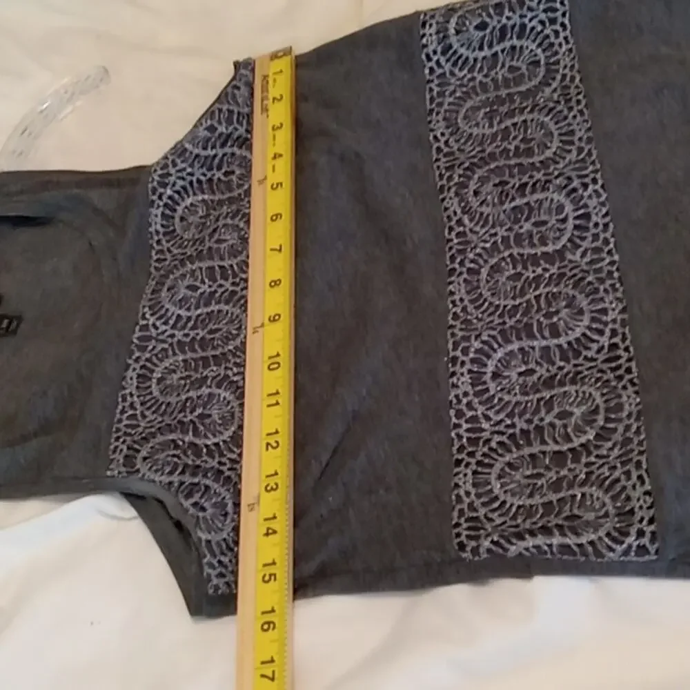J.CREW Women's Grey and Lace XXS Tank. Atleisure, Layering, Casual, Minimalist